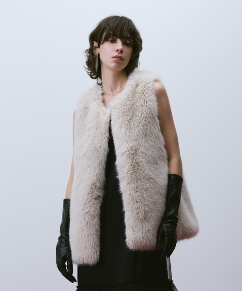allureville（アルアバイル） ベスト ジレ フェイクフォックスジレ
