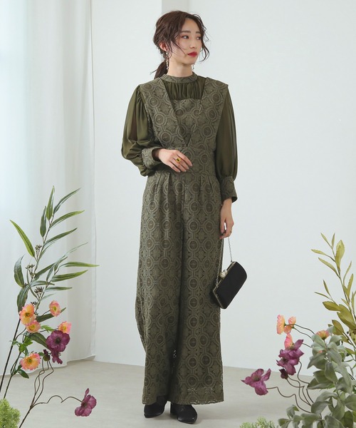 Kana パンツドレス 幾何学柄 レース セットアップ パンツ パーティー