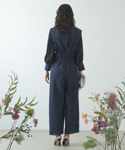 Kana パンツドレス 幾何学柄 レース セットアップ パンツ パーティー