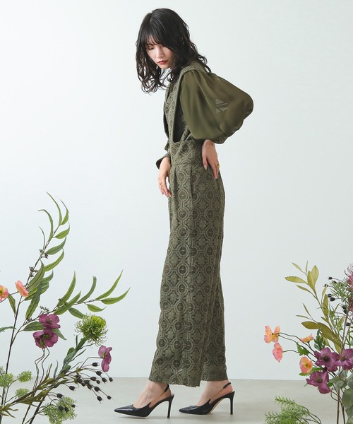 Kana パンツドレス 幾何学柄 レース セットアップ パンツ パーティー