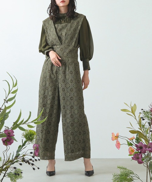 Kana パンツドレス 幾何学柄 レース セットアップ パンツ パーティー