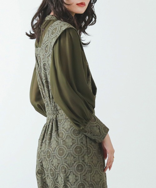 Kana パンツドレス 幾何学柄 レース セットアップ パンツ パーティー