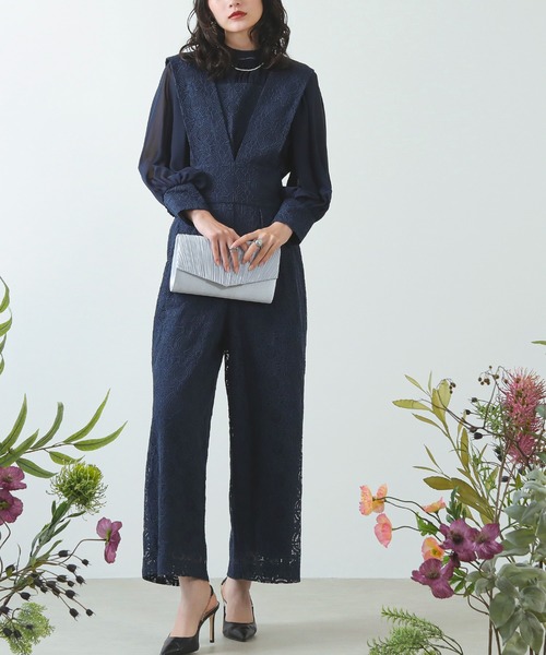 Kana パンツドレス 幾何学柄 レース セットアップ パンツ パーティー