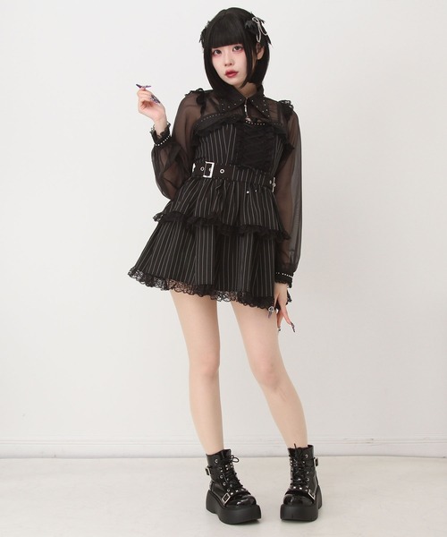 DearMyLove ワンピース スタッズジップシアーボレロレースフリルキャミ