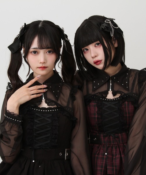 DearMyLove ワンピース スタッズジップシアーボレロレースフリルキャミ