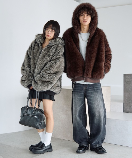 PBLIM ブルゾン アウター 「UNISEX」ファーフードブルゾン レディース