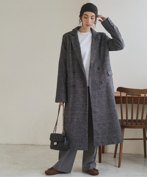 ANGIE コート チェスターコート ツイード ダブル テーラードロング