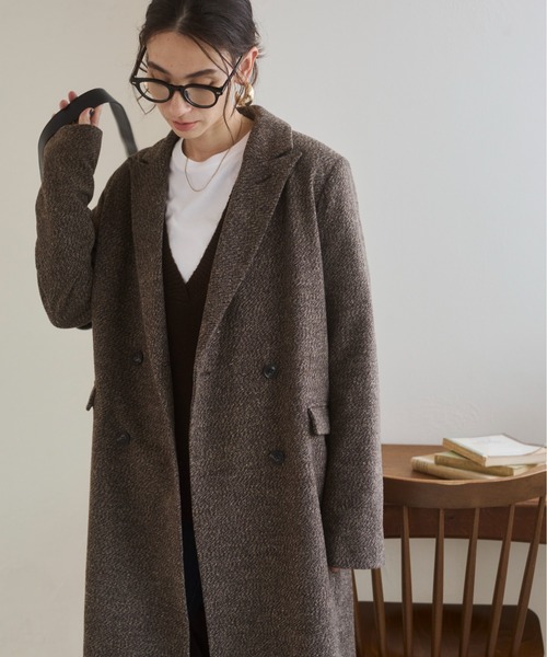 ANGIE コート チェスターコート ツイード ダブル テーラードロング