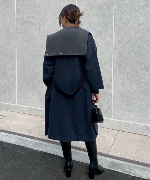 Narcissus（ナルシス） ノーカラーコート コート 「2WAY」バイカラー