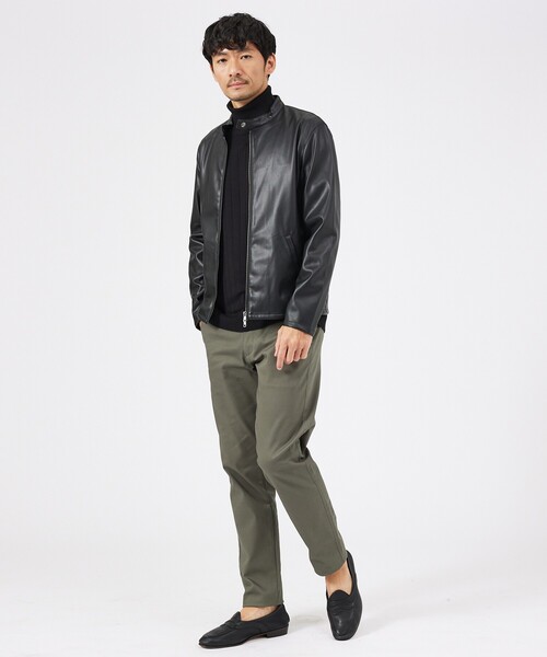 ABAHOUSE GRAY 革ジャン ライダース ネオレザー ポンチ ライダース