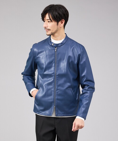 ABAHOUSE GRAY 革ジャン ライダース ネオレザー ポンチ ライダース