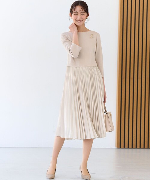 組曲（KUMIKYOKU） ワンピース ジャージーコンビプリーツ ワンピース