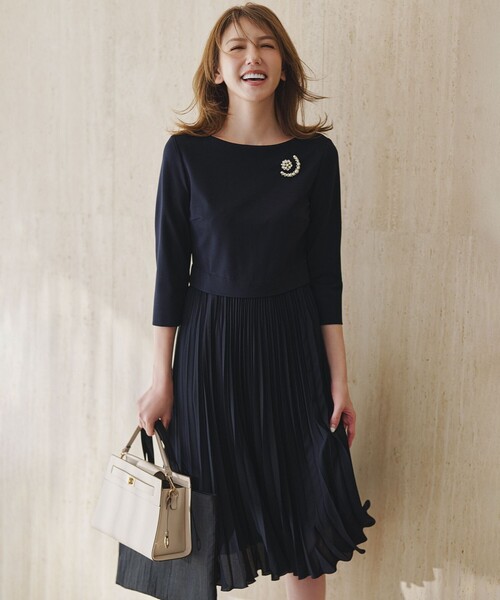 組曲（KUMIKYOKU） ワンピース ジャージーコンビプリーツ ワンピース