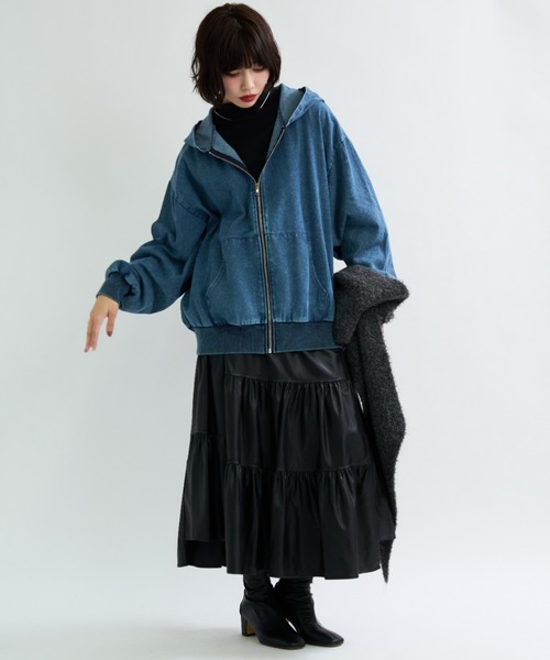 A.D.C.L. デニムジャケット gジャン フード付き フルジップ デニム