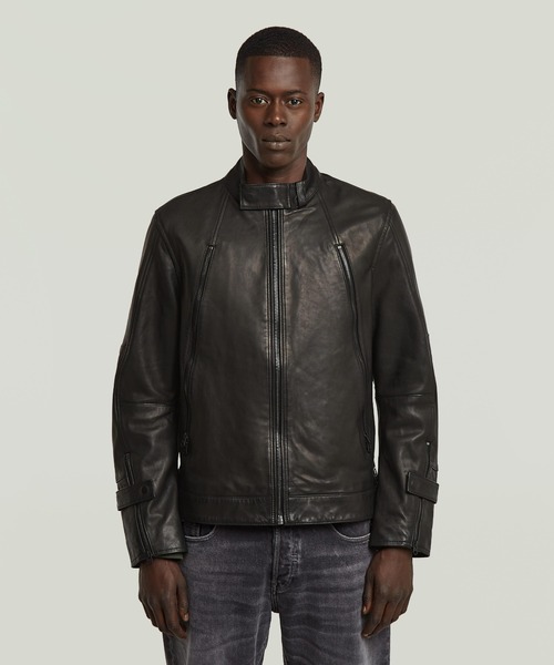G-STAR RAW 革ジャン ライダース Biker Leather Jacket/シングルレザー