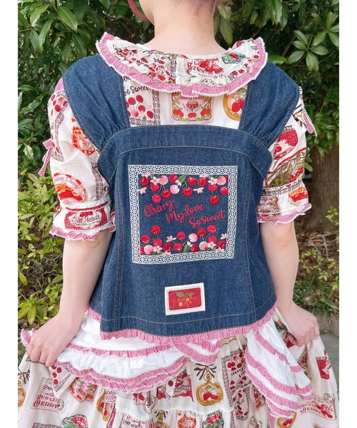 PINK HOUSE（ピンクハウス） ワンピース チェリープリントパッチワーク