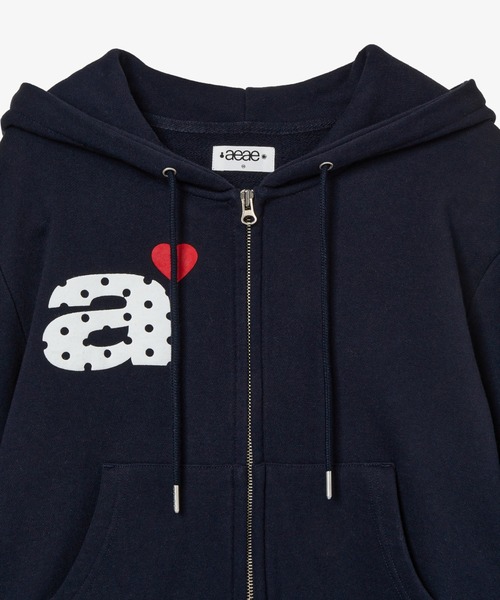 aeae パーカー DOT SMALL LETTER CROP HOOD ZIP UP レディース