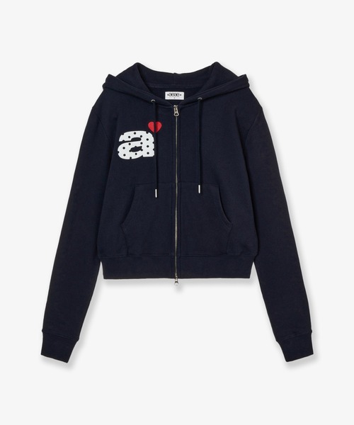 aeae パーカー DOT SMALL LETTER CROP HOOD ZIP UP レディース