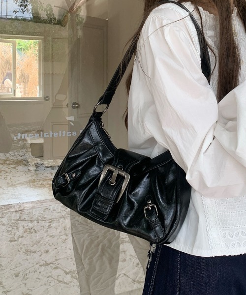 ショルダーバッグ バッグ バックルデザイン PUショルダーバッグ Y2K