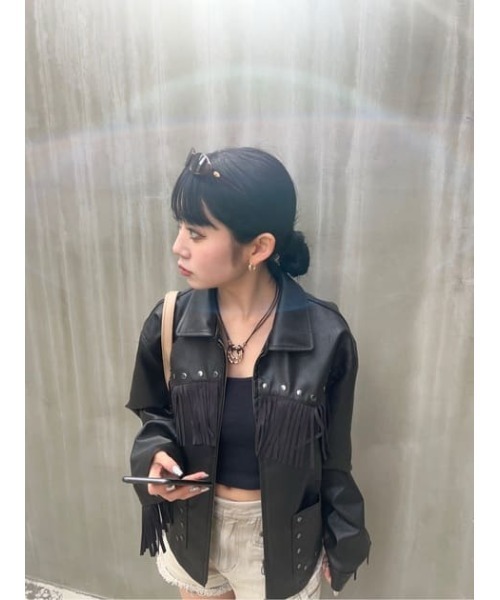 LAGUA GEM（ラグアジェム） コート アウター FRINGE FAUX LEATHER