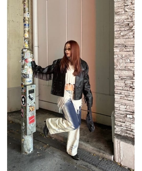 LAGUA GEM（ラグアジェム） コート アウター FRINGE FAUX LEATHER