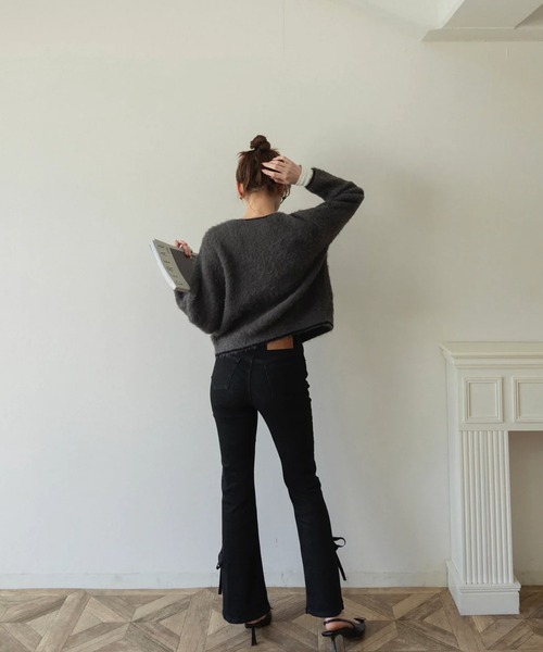 RANCLIC ジーンズ デニム デニムパンツ サイドスリットデニムリボン