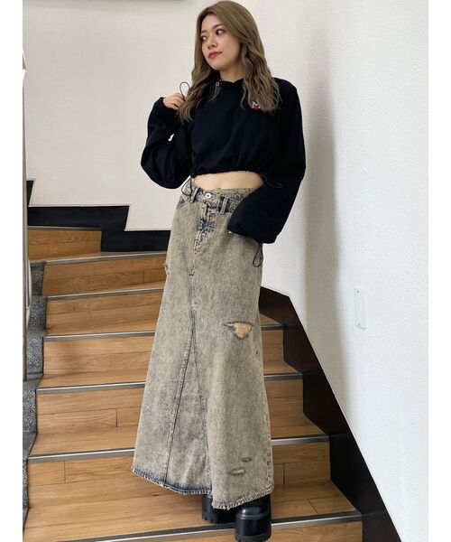 GYDA（ジェイダ） デニムスカート MCP SIDERIPPED OVERLAPケミカル