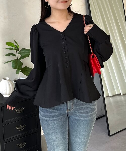 prose verse（プロズヴェール） ブラウス シャツ パフスリーブVネック