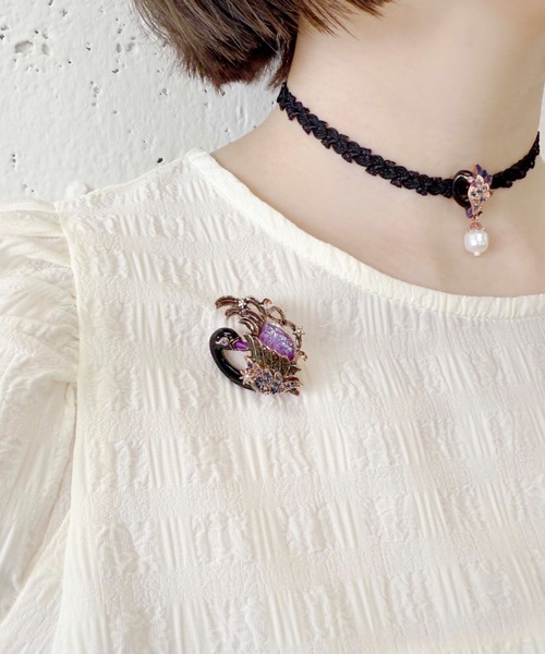 ANNA SUI（アナスイ） ブローチ ブラックスワンモチーフ ブローチ