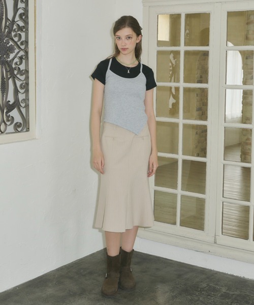 GIUNON スカート midi pocket stripe skirt / ミディポケット