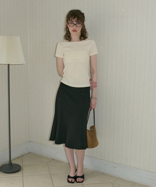 GIUNON スカート midi pocket stripe skirt / ミディポケット