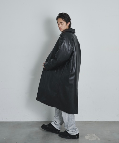 BLANK HOTEL ステンカラーコート コート Oversized Faux Leather