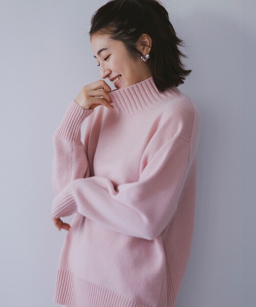 ニット セーター 「洗える」カシミヤブレンド ハイネック レディース