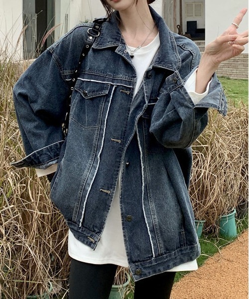 BLANC FICELLE デニムジャケット gジャン カットオフ オーバーサイズ