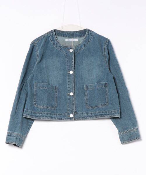 BLANC FICELLE デニムジャケット gジャン ノーカラー ショート丈