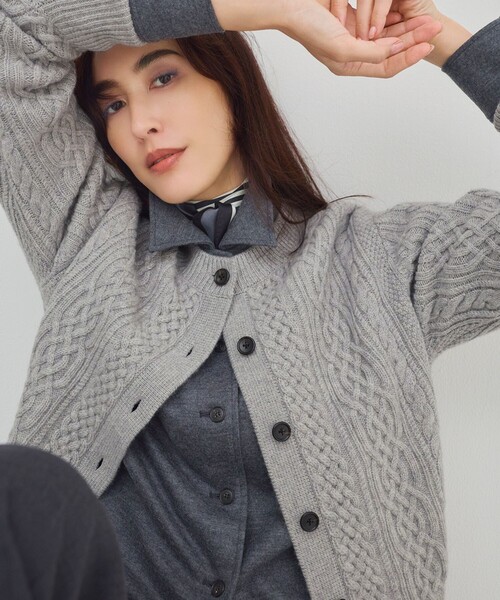 23区（ニジュウサンク） カーディガン カシミヤブレンド ケーブル