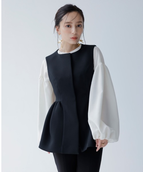 anuans（アニュアンス） ブラウス シャツ ペプラムフォルムトップス