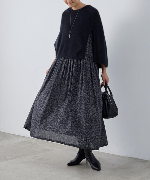 BEARDSLEY（ビアズリー） ワンピース リーフプリントギャザー