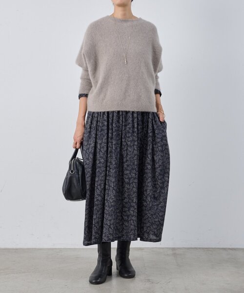 BEARDSLEY（ビアズリー） ワンピース リーフプリントギャザー