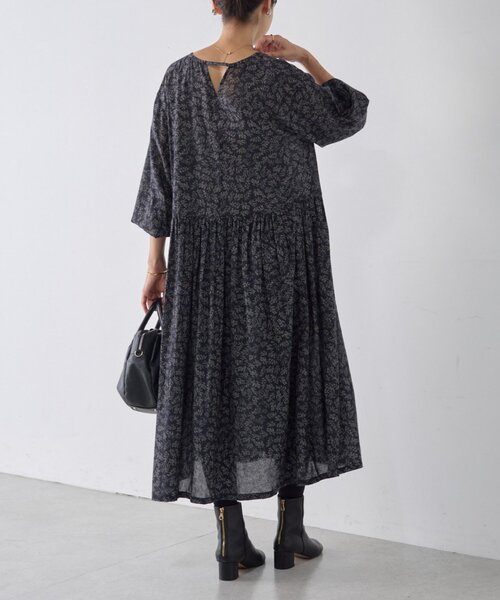 BEARDSLEY（ビアズリー） ワンピース リーフプリントギャザー