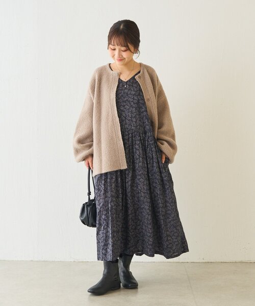 BEARDSLEY（ビアズリー） ワンピース リーフプリントギャザー