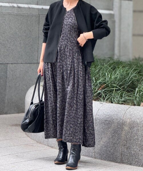 BEARDSLEY（ビアズリー） ワンピース リーフプリントギャザー