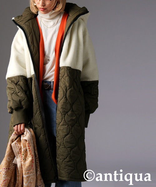 antiqua（アンティカ） コート アウター ビッグファスナーロングコート