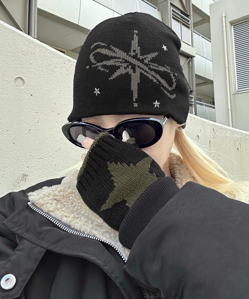 ニット帽 ニットキャップ スターロゴビーニー メンズ レディース