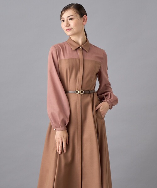 ANAYI（アナイ） シャツワンピース シアーコンビフレア ワンピース