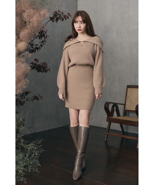 Her lip to ワンピース Half Zip Knit Mini Dress : ZOZOTOWN Yahoo!店