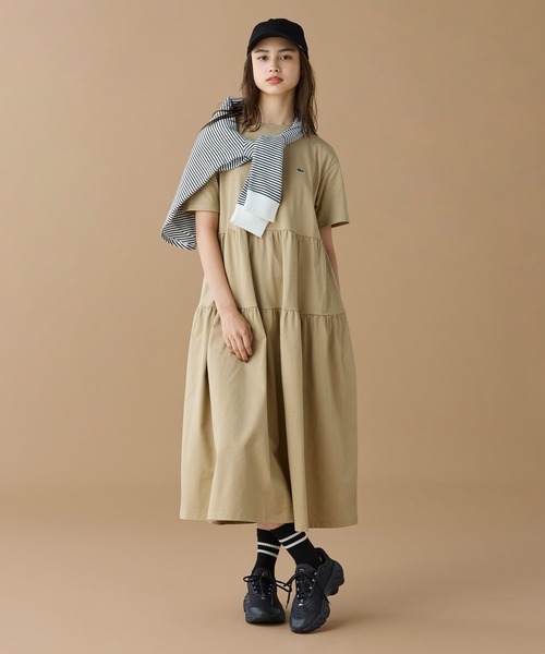 LACOSTE（ラコステ） ワンピース ティアード切り替え コットンドレス