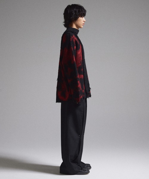 GRANCY セーター ニット 「GRANCY」Spray Damaged V-neck Wool Knit