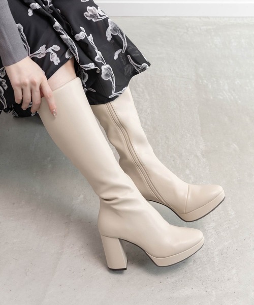 RANDA（ランダ） ブーツ 晴雨兼用 ストレッチ ラウンドトゥストーム