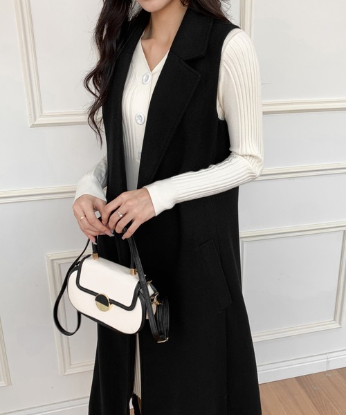 ECLIN（エクラン） ベスト ジレ メルトンロングジレベスト レディース